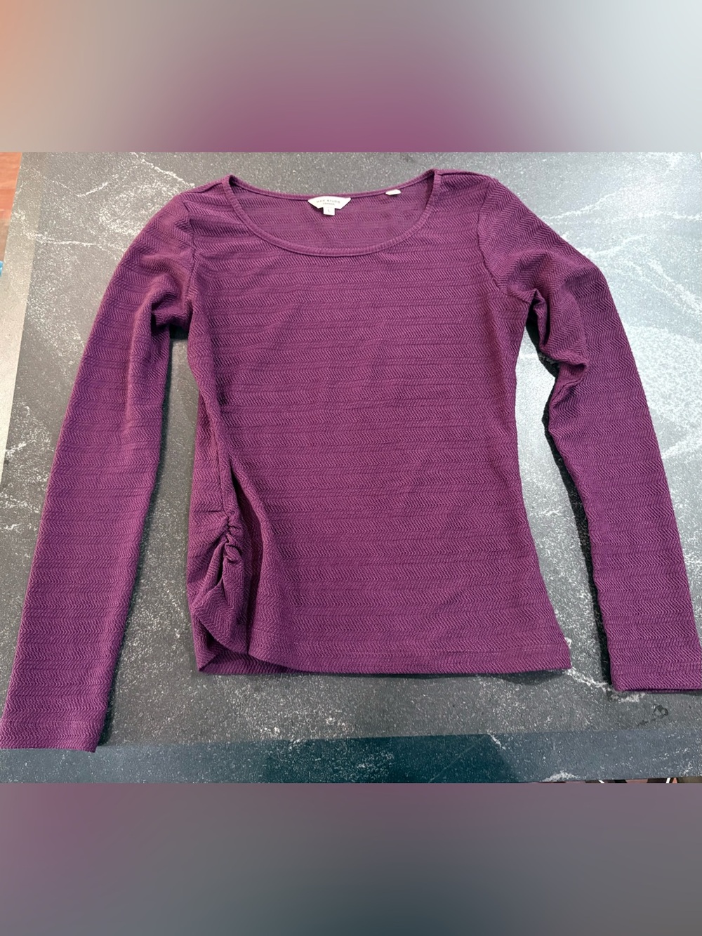 Max Studio Long Sleeve Scoop Neck Top - Plum
